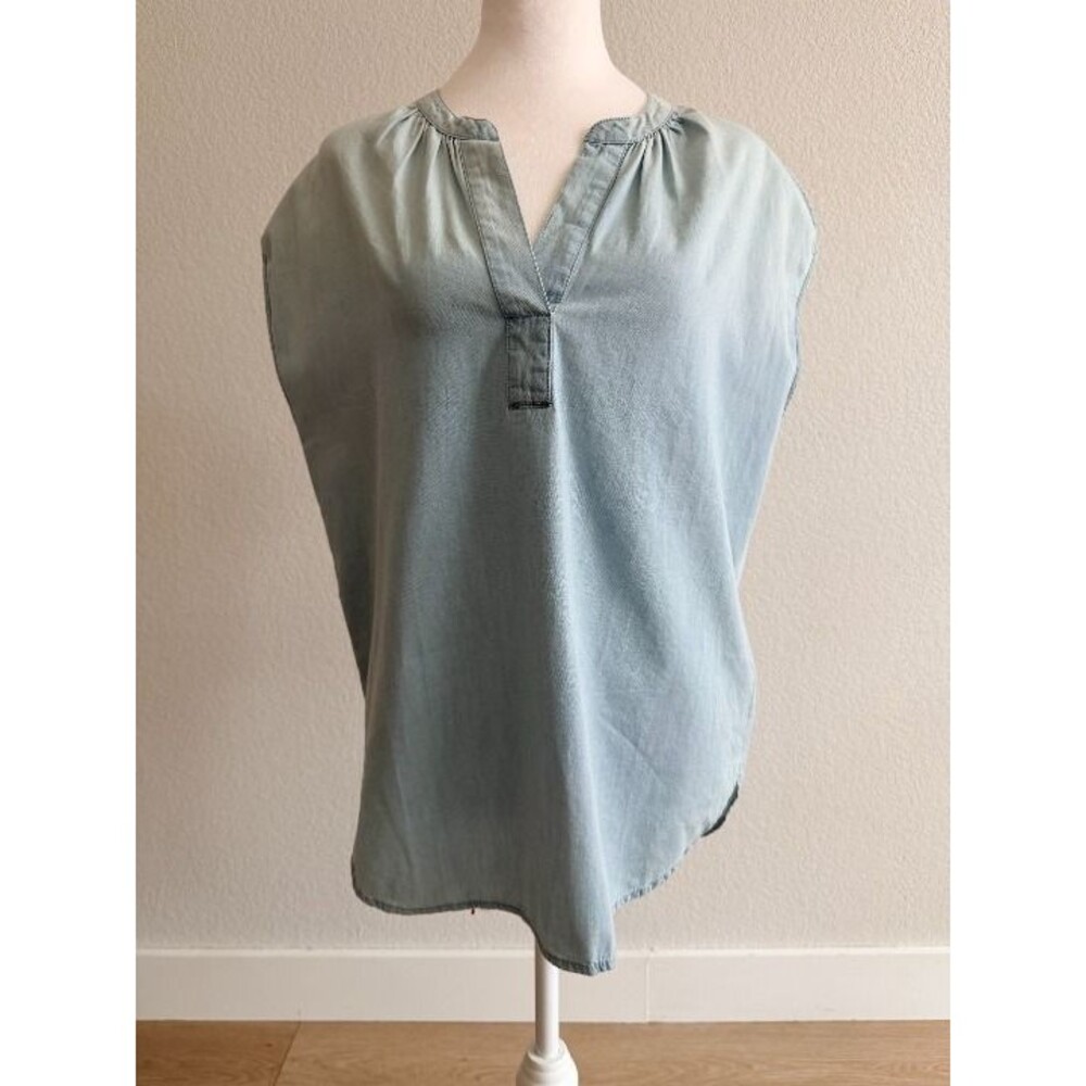 Madewell NWT Light Wash Denim Popover Sleeveless Blouse S